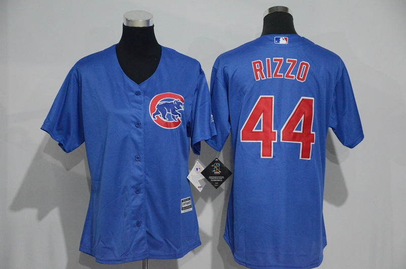 Womens 2017 MLB Chicago Cubs #44 Rizzo Blue Jerseys